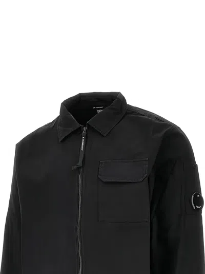 C.p. Company C.p.company Organic Gabardine Zipped Utility Overshi In Black