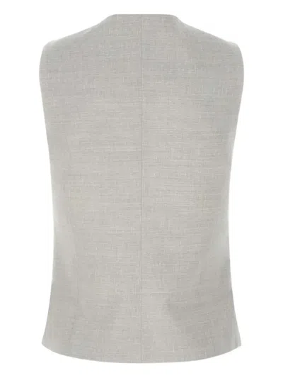 Eleventy Wool Linen Gilet In Ice Grey In Grey