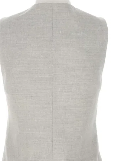 Eleventy Wool Linen Gilet In Ice Grey In Grey