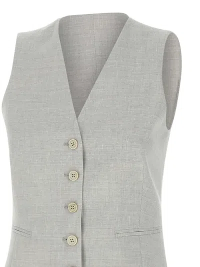 Eleventy Wool Linen Gilet In Ice Grey In Grey