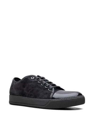 Lanvin Dbb1 Matte Cap Toe Low Top Sneaker In Burgundy Suede In Grey