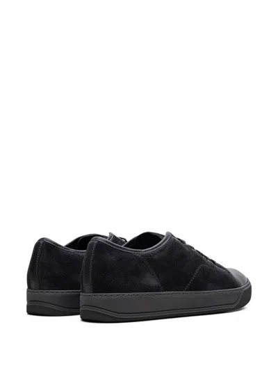Lanvin Dbb1 Matte Cap Toe Low Top Sneaker In Burgundy Suede In Grey