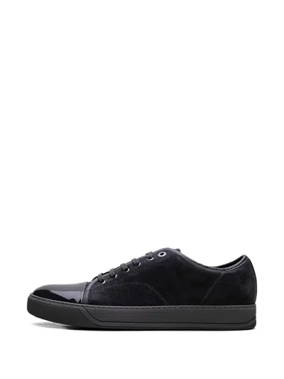 Lanvin Dbb1 Matte Cap Toe Low Top Sneaker In Burgundy Suede In Grey