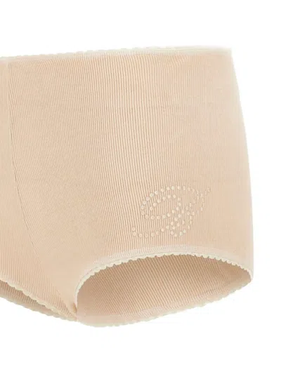 Blumarine Cotton Culotte Rhinestone Shorts In Pink