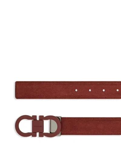 Ferragamo Gancini-buckle Leather Belt In Red