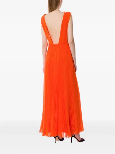 Alberta Ferretti Plissé Maxi Dress In Red