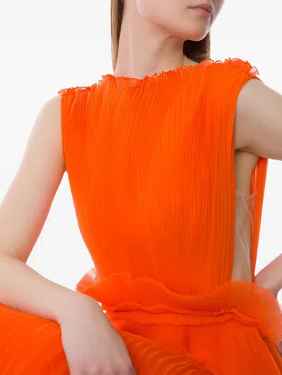 Alberta Ferretti Plissé Maxi Dress In Red