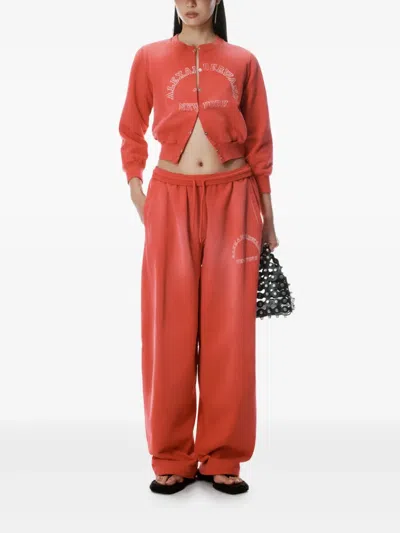 Alexander Wang Logo Oversized Sweatpants In Red