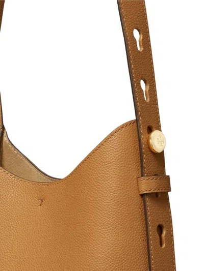 Tory Burch Small Romy Pebble Leather Hobo Bag In Brown