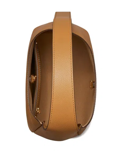 Tory Burch Small Romy Pebble Leather Hobo Bag In Brown