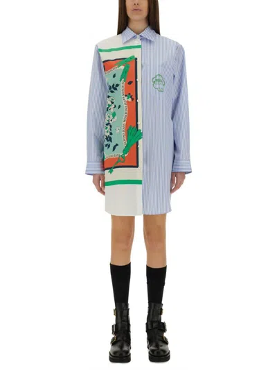 Moschino Jeans Cotton Chemise Dress In Baby Blue