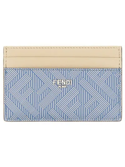 Fendi Azure Leather Wallet In Blue