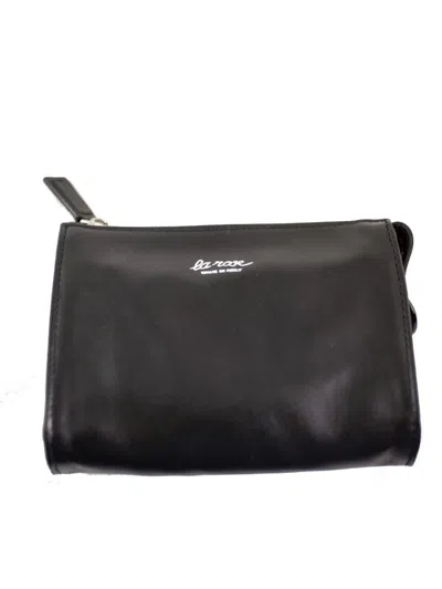 La Rose Minimal Leather Make-up Bag In Black