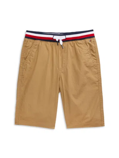 Tommy Hilfiger Boy's Woven Shorts With Knit Waistband In Tan