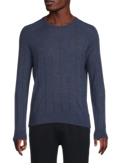 Bruno Magli Men's Textured Striped Sweater In Denim Blue