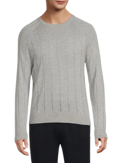 Bruno Magli Men's Textured Striped Sweater In Light Grey