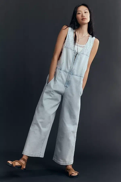 Pilcro Front-zip Wide-leg Jumpsuit In Blue