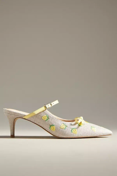 Maeve Bow Kitten-heel Mules In Yellow