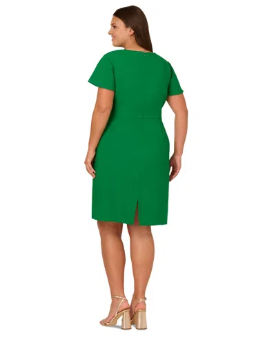 Adrianna Papell Plus Size Surplice-neck Tie-waist Dress In Palm Leaf