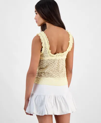 Madden Girl Juniors' Sleeveless Lace Tank Top In Yellow