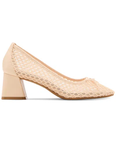 Madden Girl Emily-m Mesh Block-heel Ballet Pumps In Natural Mesh