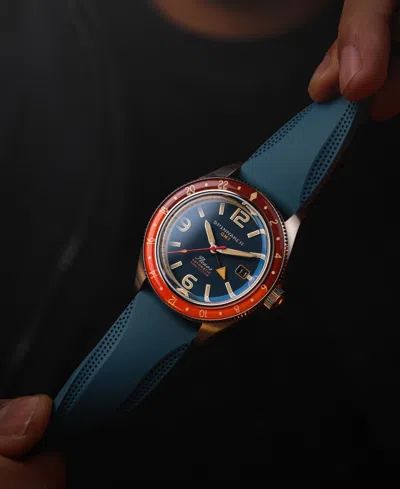 Spinnaker Men's Fleuss Gmt Automatic Solid Stainless Steel Bracelet Watch, 43mm In Blue