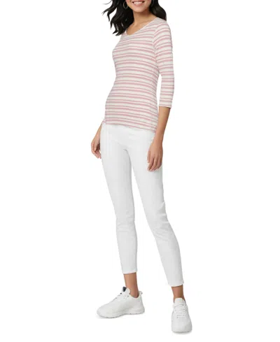 Three Dots Women's Boat-neck 3/4-sleeve T-shirt In Zephyr Stripe