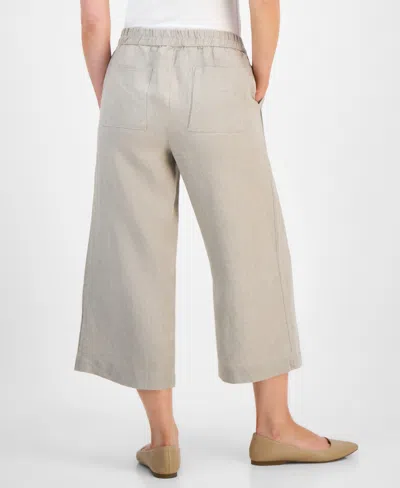 CHARTER CLUB PETITE 100% LINEN WIDE-LEG CROPPED PANTS, EXCLUSIVELY AT MACY'S 
