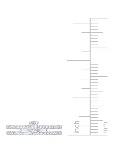 Macy's Diamond Emerald Cut Double-row Engagement Ring (1/2 Ct. T.w.) In 14k White Gold In White Gold