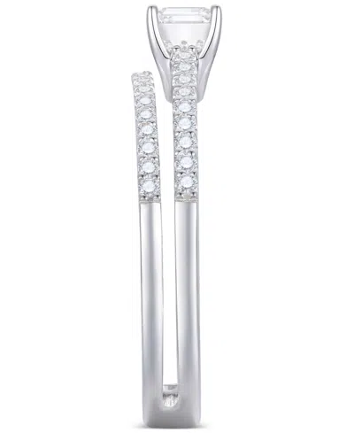 Macy's Diamond Emerald Cut Double-row Engagement Ring (1/2 Ct. T.w.) In 14k White Gold In White Gold
