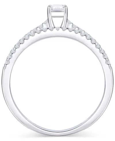 Macy's Diamond Emerald Cut Double-row Engagement Ring (1/2 Ct. T.w.) In 14k White Gold In White Gold