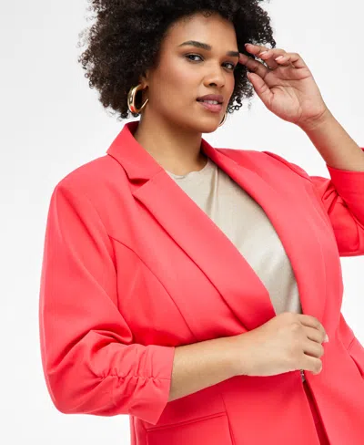 Inc International Concepts Plus Size 3/4-sleeve Blazer, Created For Macy's In Starfish Pink
