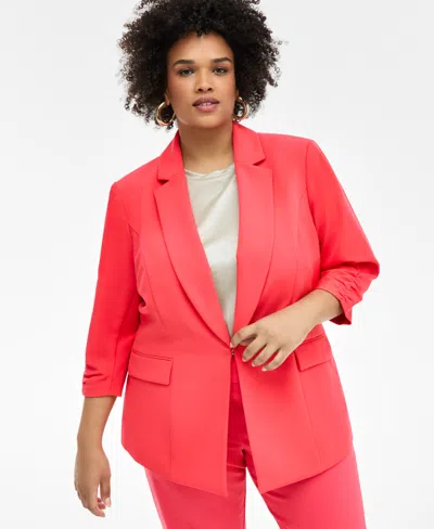 Inc International Concepts Plus Size 3/4-sleeve Blazer, Created For Macy's In Starfish Pink