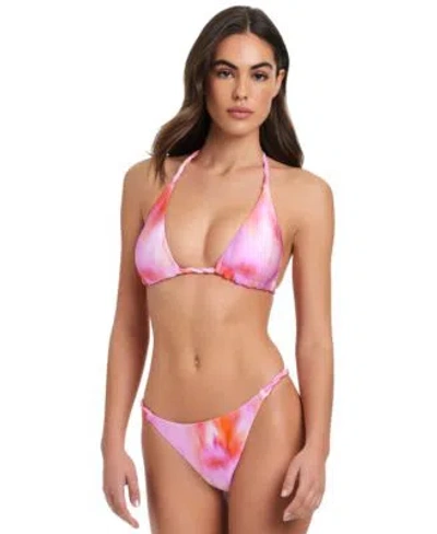 Red Carter Womens Braided Strap Triangle Bikini Top Hipster Bikini Bottoms In Sweet Perfume Multi