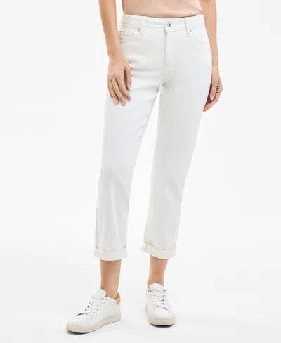 Style & Co Women's High Stretch Mid-rise Girlfriend Jeans, Exclusively At Macy's In Bright White