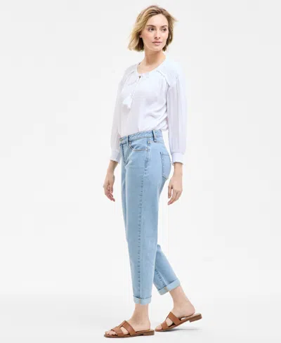 Style & Co Women's High Stretch Mid-rise Girlfriend Jeans, Exclusively At Macy's In Light Bell