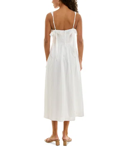 Trixxi Juniors' Emma Drop-waist Bow-back Sleeveless Midi Dress In White