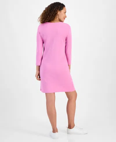 Style & Co Petite Cotton Boat-neck Dress, Exclusively At Macy's In Sugar Plum
