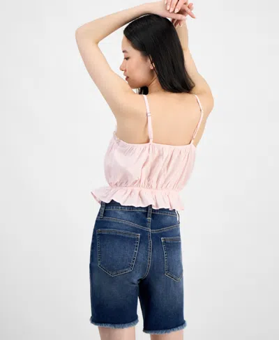 Self Esteem Juniors' Lace-trim Embroidered Peplum Tank Top In Tender Touch,white