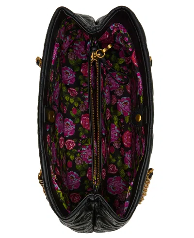 Betsey Johnson Skele-tease Compartment Tote Bag In Black