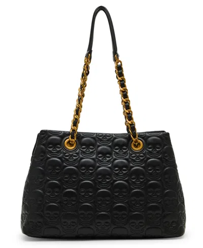 Betsey Johnson Skele-tease Compartment Tote Bag In Black