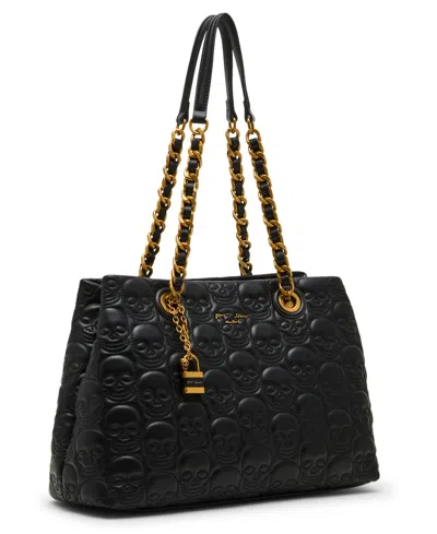 Betsey Johnson Skele-tease Compartment Tote Bag In Black