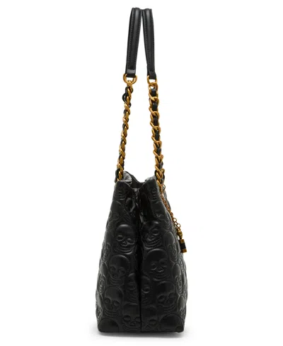 Betsey Johnson Skele-tease Compartment Tote Bag In Black