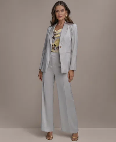 Donna Karan Petite Shawl-collar One-button Blazer In Tuscan Grey