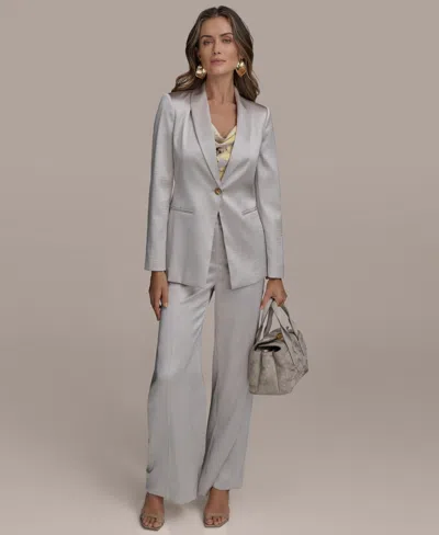 Donna Karan Petite Shawl-collar One-button Blazer In Tuscan Grey