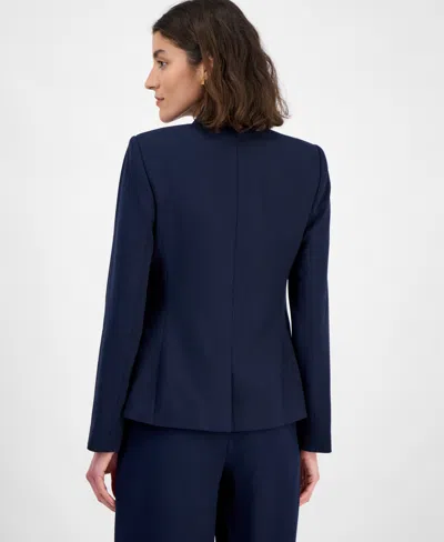 Tahari Asl Faux Double Breasted Jacket In New Navy