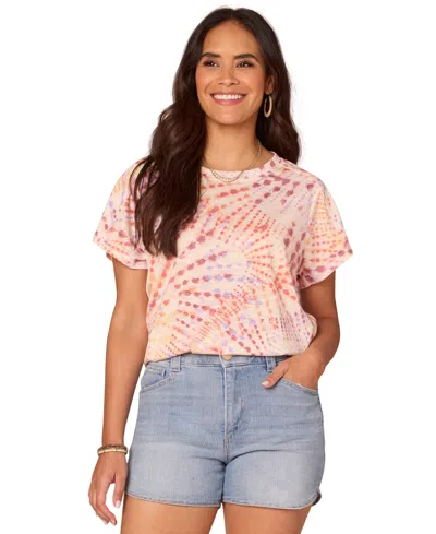 Democracy Petite Printed Short-sleeve Scoop-neck T-shirt In Butter Cream