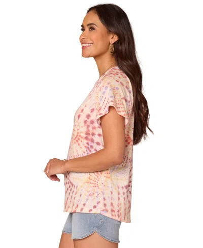 Democracy Petite Printed Short-sleeve Scoop-neck T-shirt In Butter Cream