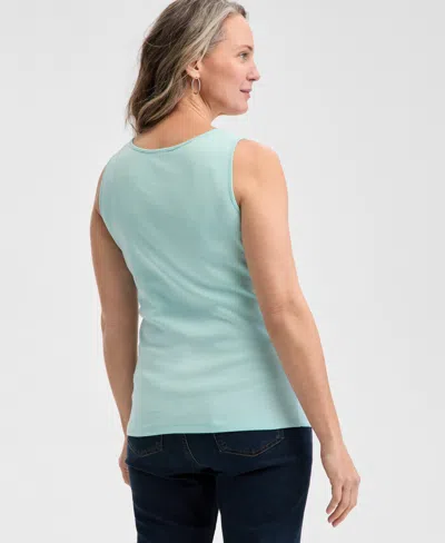 Style & Co Women's Cotton Square-neck Tank Top, Created For Macy's In Aqua Water