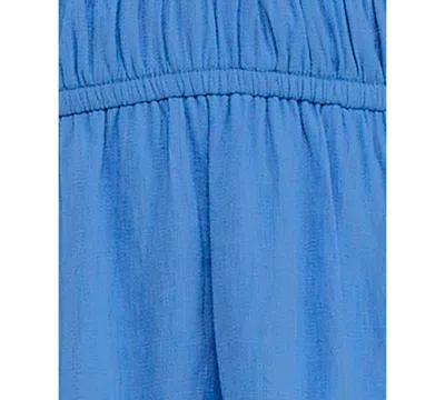 Trixxi Juniors' Bubble-sleeve Tie Front Tiered Dress In Bright Blue